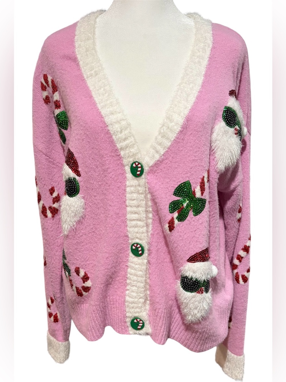 33 Degrees Pink Sequin Christmas Cardigan Sweater
